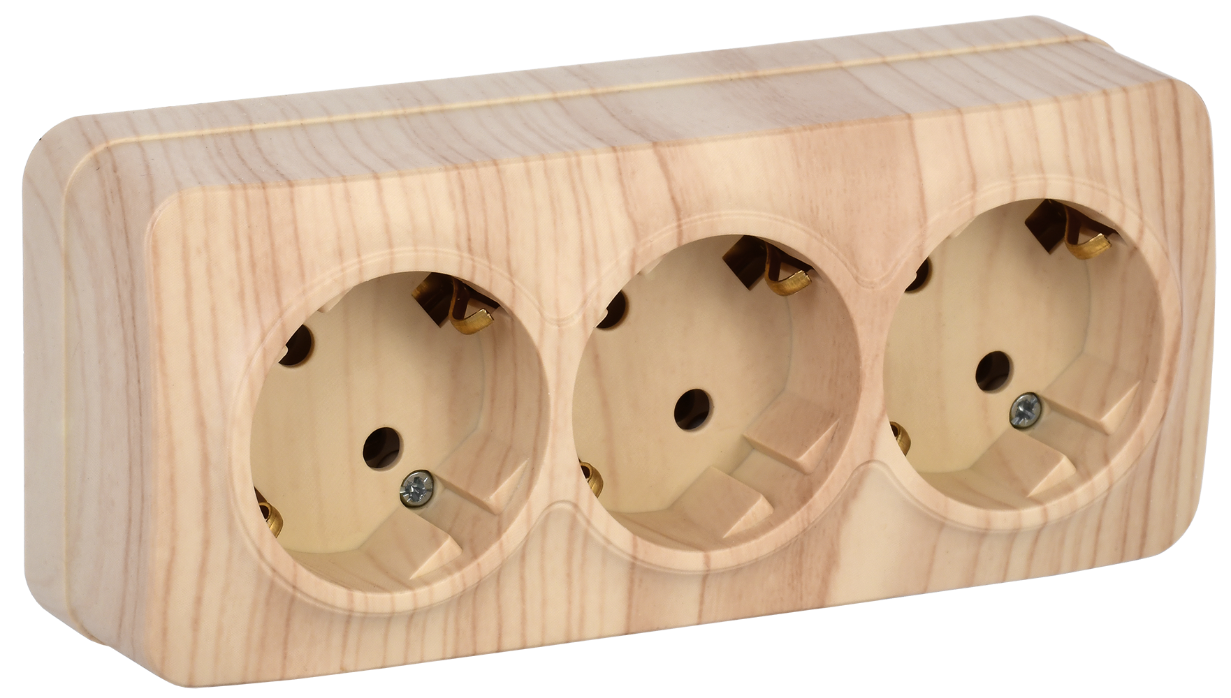 GLORY Розетка 3-местная для открытой установки с заземлением без защитных шторок 16А РС23-3-ХС сосна IEK