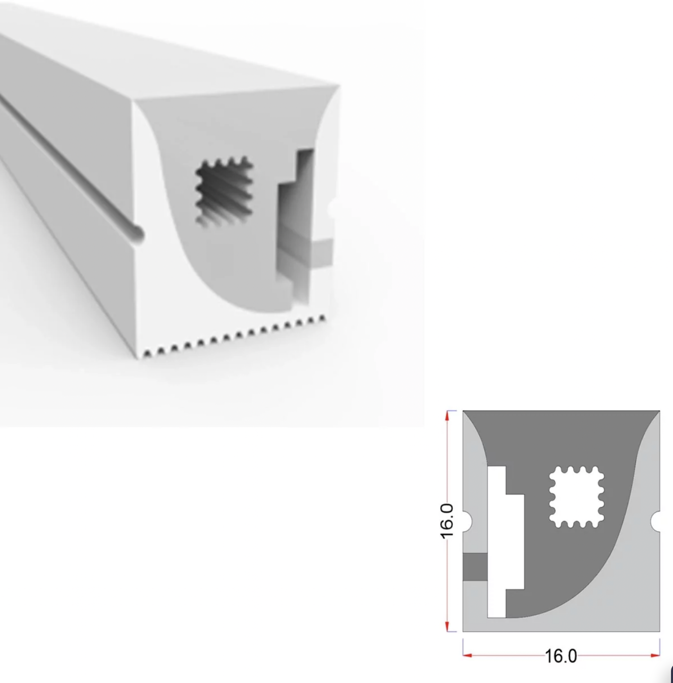 Силиконовый профиль ESN-SHELL-CUBE L16х16 (накладной, pcb 12mm)