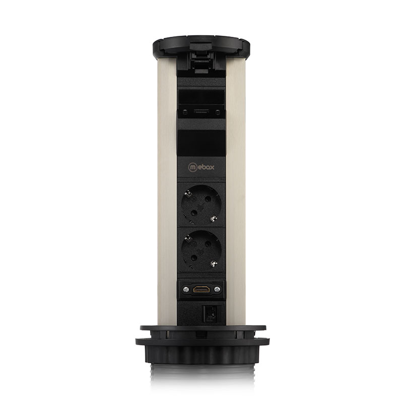 Розеточный блок Mebax G1202J-3AC1H1Q1R-W (серия 12J), выдвижной, черный