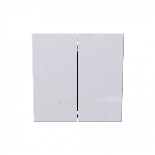 Выключатель двухклавишный со светодиодами 10A 250V~ с накладкой, цвет белый глянцевый