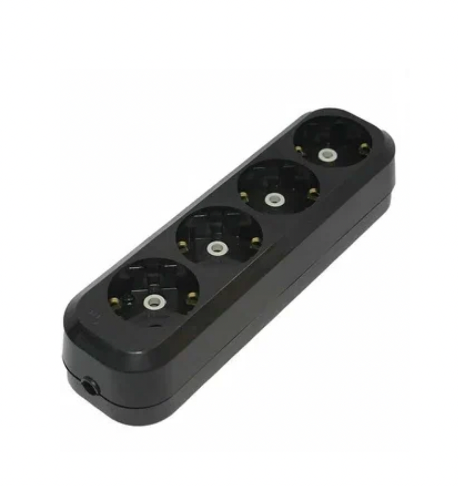 Колодка удлинителя 4 гнезда с заземлением, Makel, черная Колодка удлинителя 4 гнезда с заземлением, Makel, черная