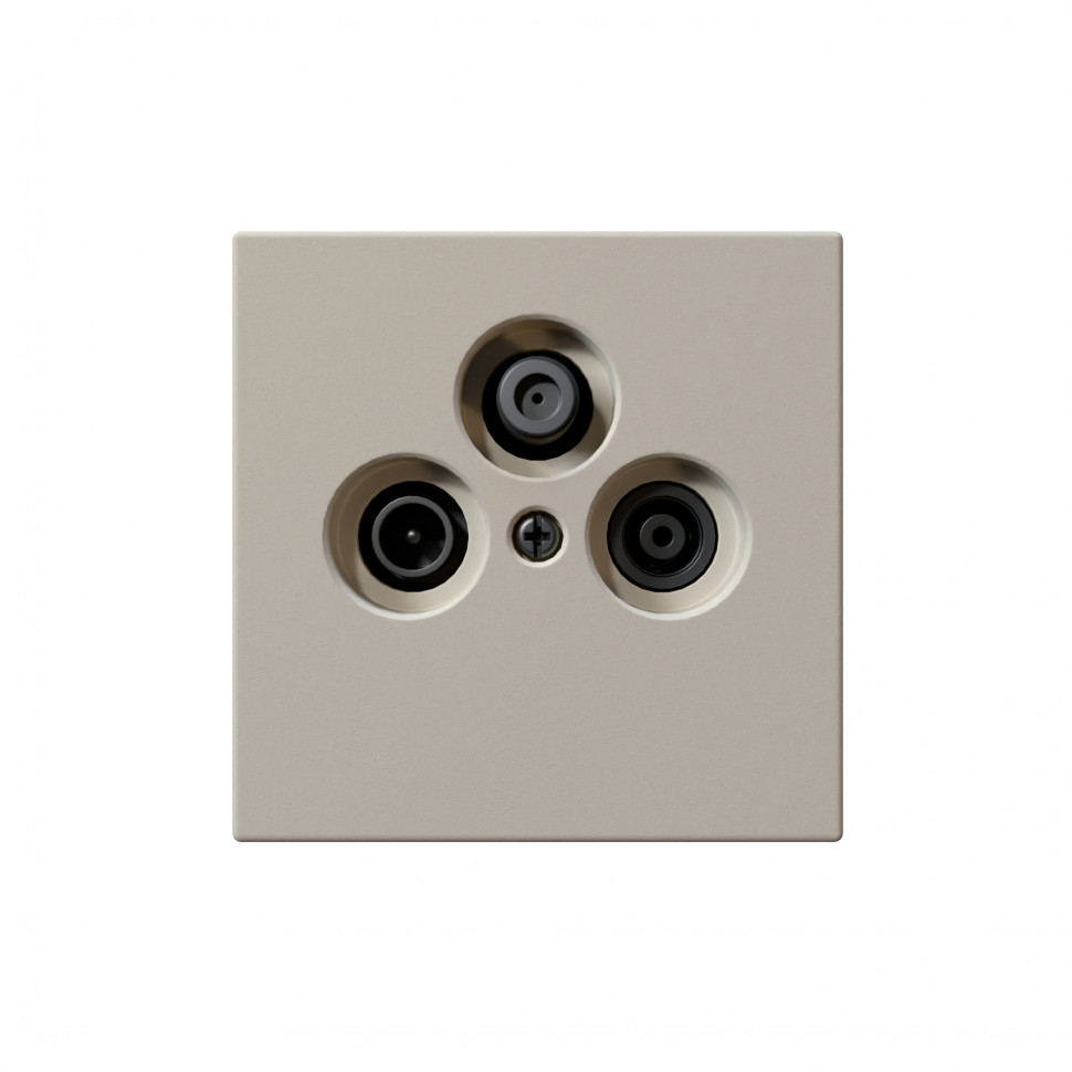 Розетка TV+FM+SAT Φ9.5mm проходная с накладкой, цвет Сахара