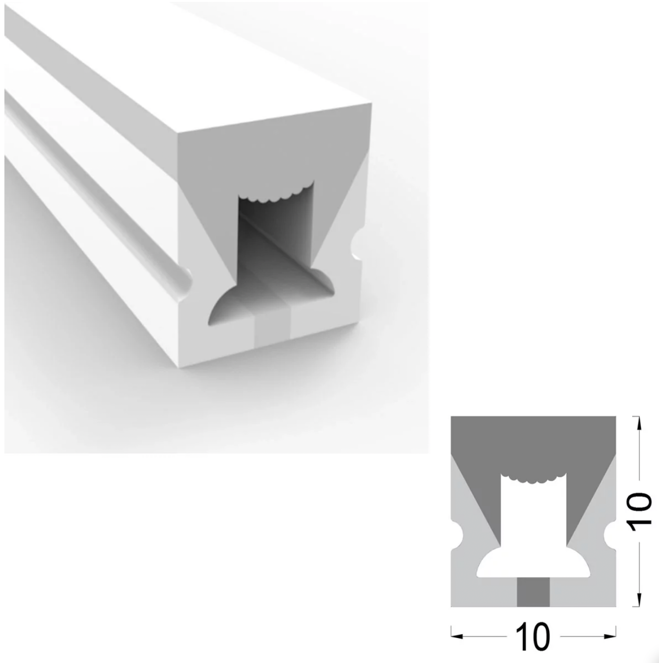 Силиконовый профиль ESN-SHELL-CUBE Y10х10 (накладной, pcb 6mm)