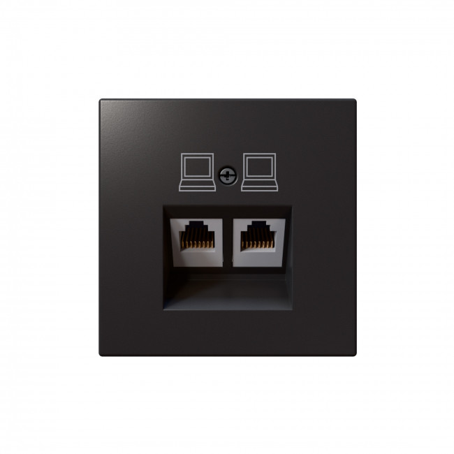 Интернет розетка 2х терминальная 6 категория, цвет Никель