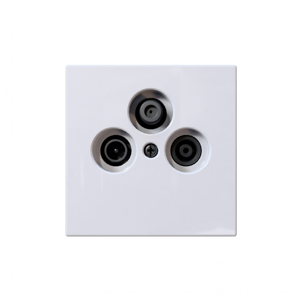 Розетка TV+FM+SAT Φ9.5mm оконечная с накладкой, цвет белый глянцевый