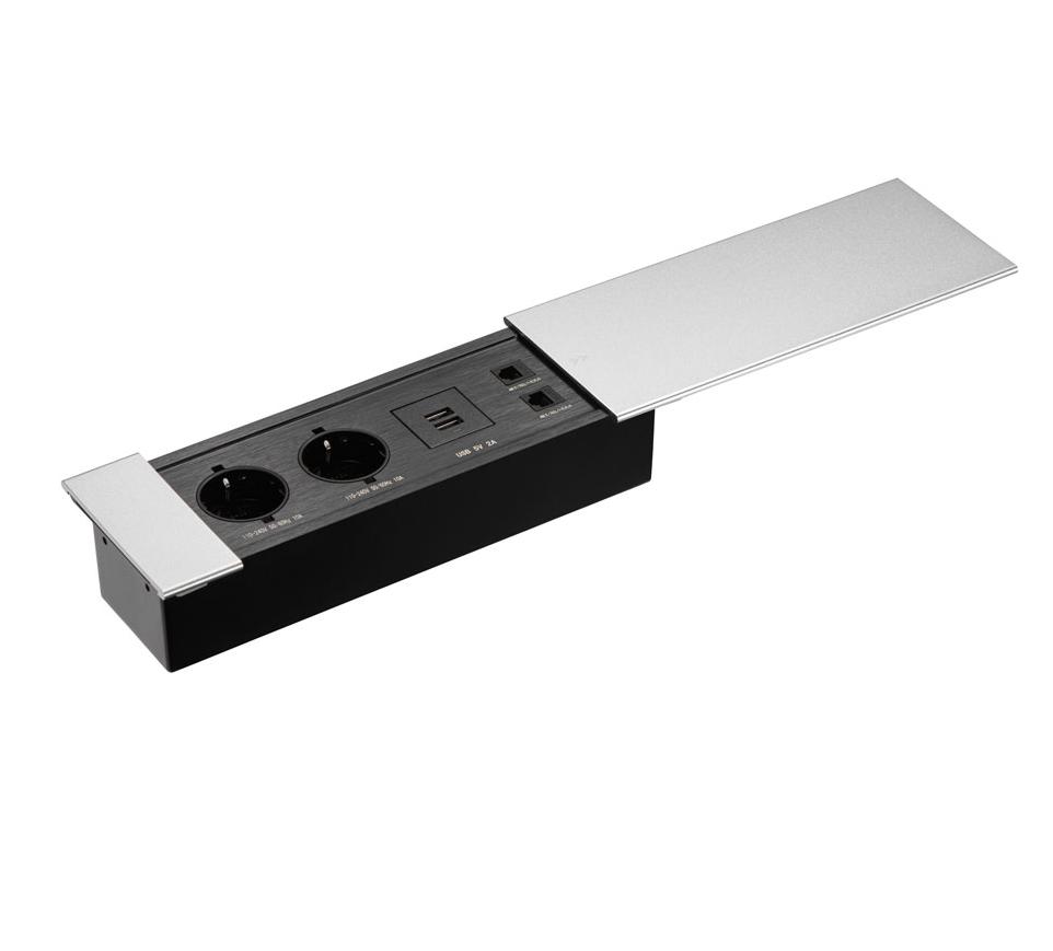 Розеточный блок Mebax JX-728K (серия JX), серебристый