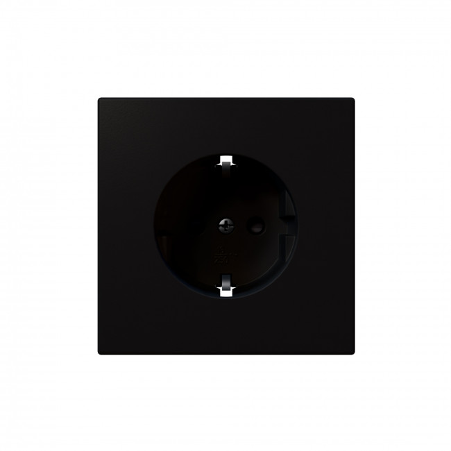 Розетка SCHUKO© с защитными шторками 16A 250V~ 2P+T, цвет Черный матовый (soft touch)