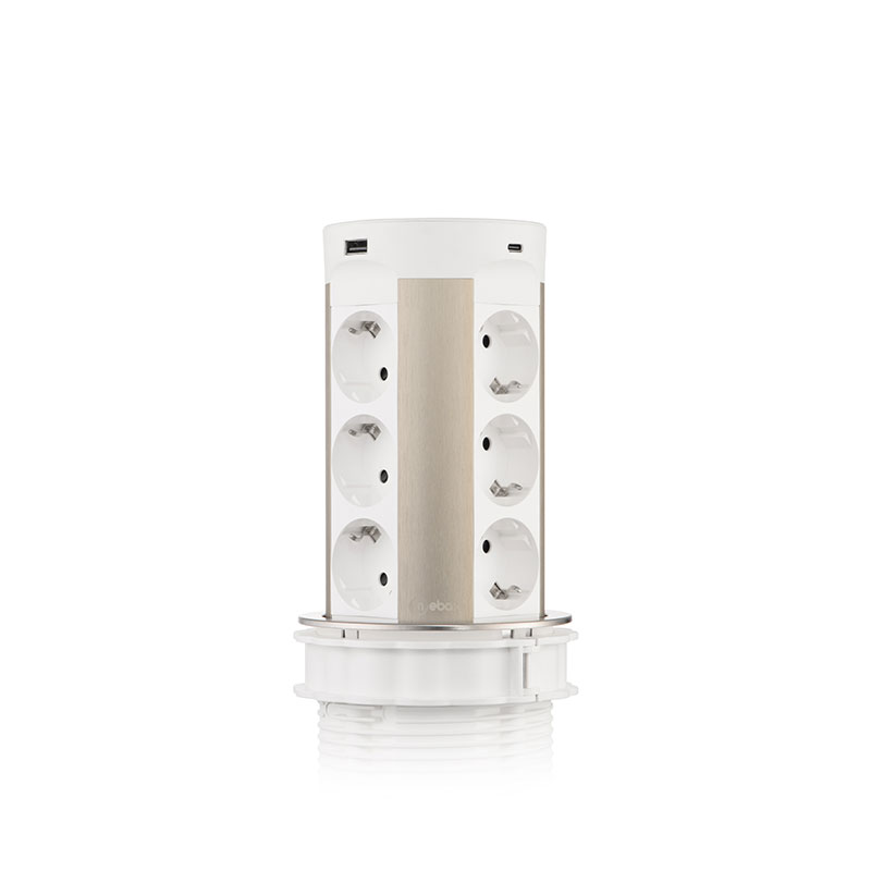 Розеточный блок Mebax G1712F-4AC1Q-W (серия 17), выдвижной, белый