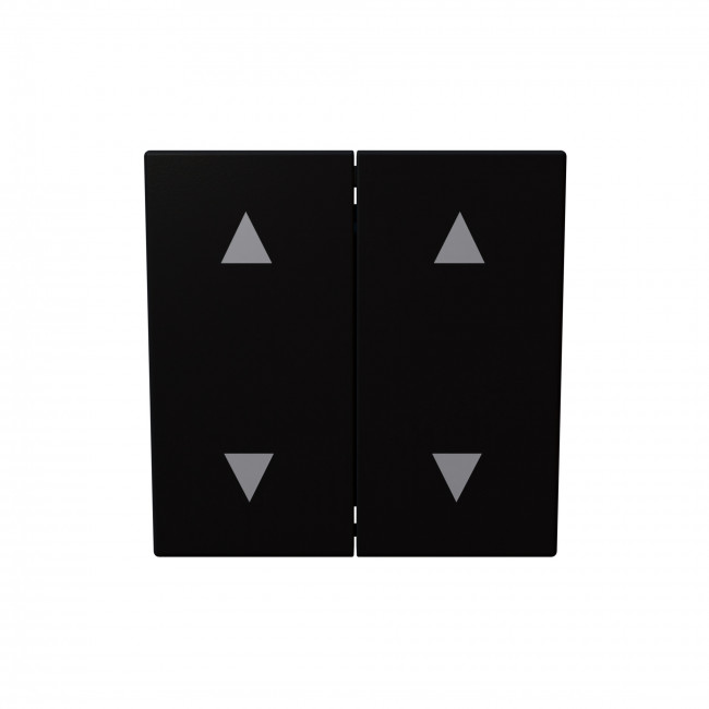 Выключатель двухклавишный для штор 10A 250V~ с накладкой, цвет Черный матовый (soft touch)