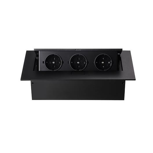 Розеточный блок Mebax JX22603blk (серия 226), выдвижной, чёрный