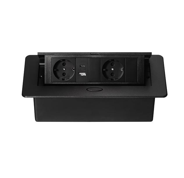 Розеточный блок Mebax MX-226/SV (серия MX), выдвижной, черный