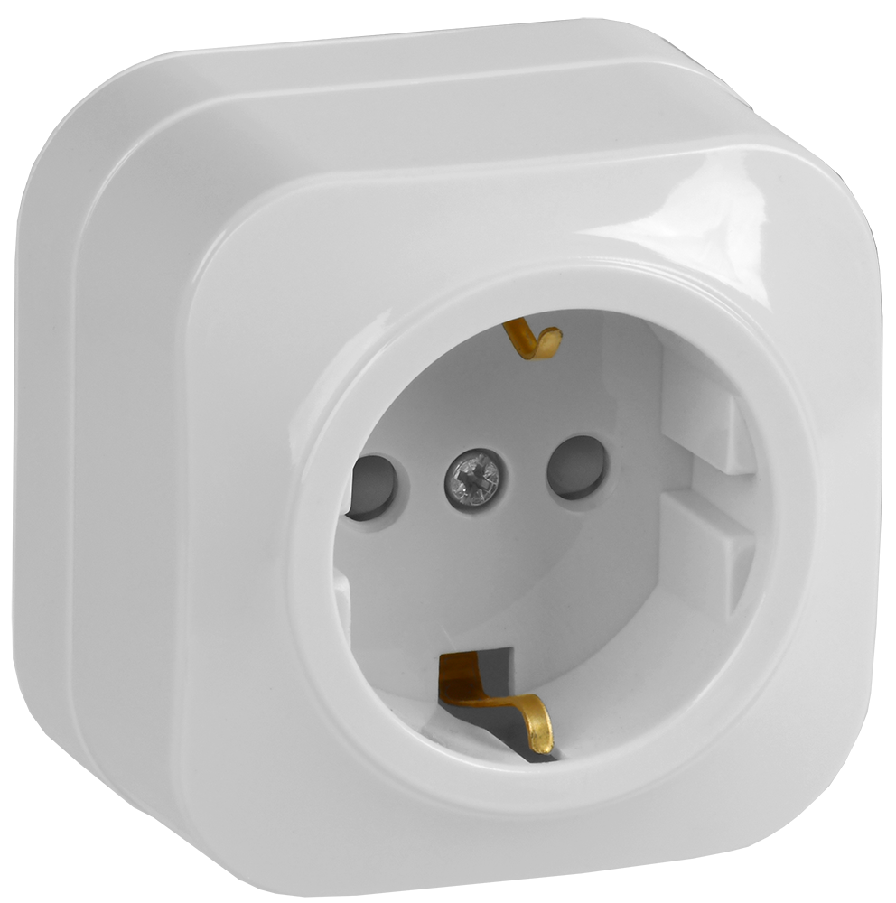 GLORY Розетка 1-местная для открытой установки с заземлением с защитными шторками 16А РСш20-3-ХБ белый IEK