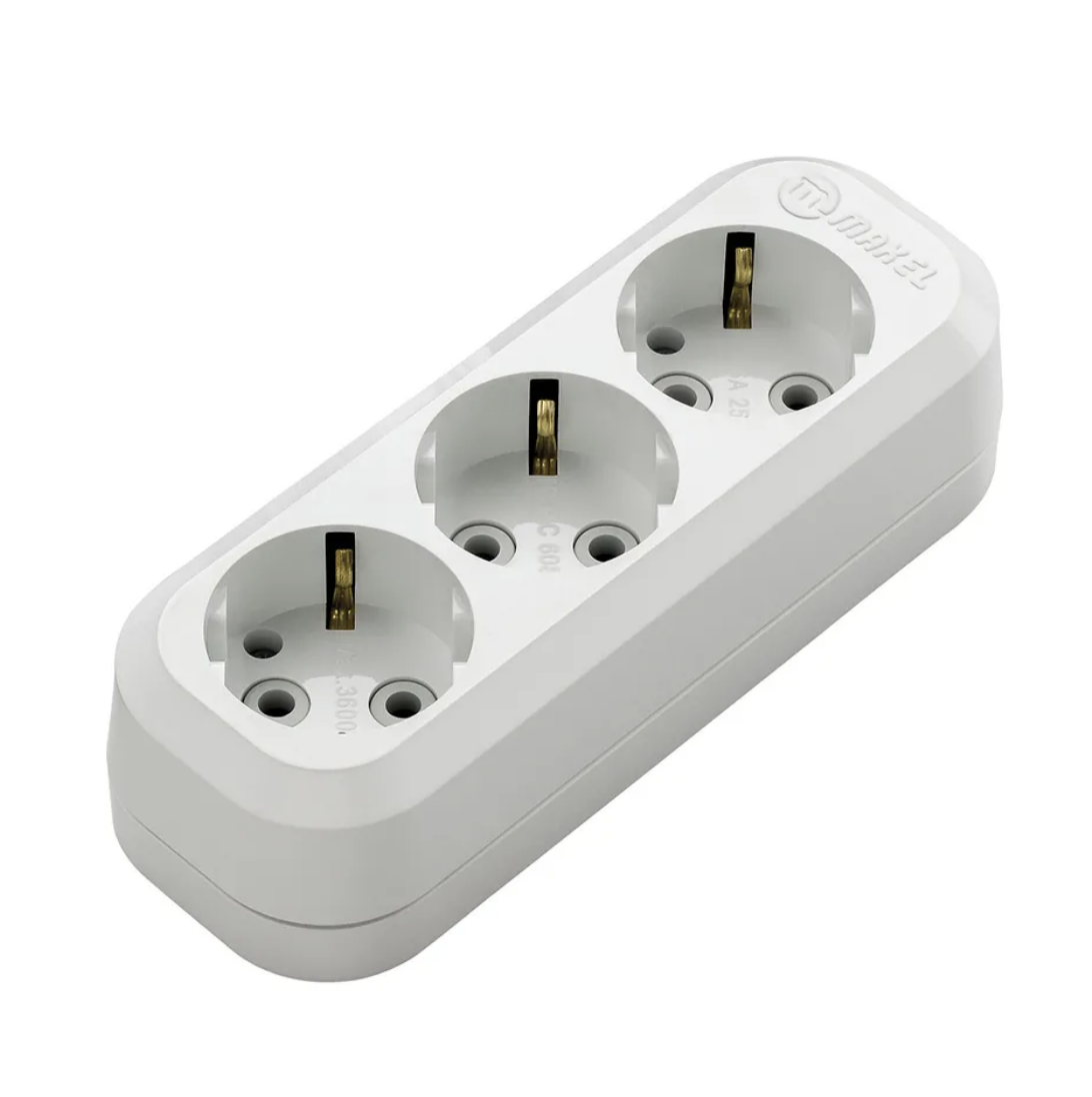 Колодка удлинителя 3 гнезда с заземлением, Makel