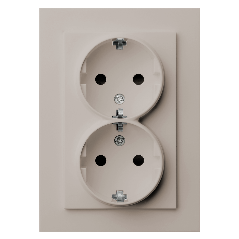 Розетка SCHUKO© двойная с защитными шторками 16A 250V~ 2P+T, цвет Тауп
