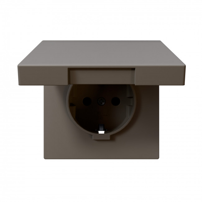 Розетка SCHUKO© с крышкой и защитными шторками 16A 250V~ 2P+T, цвет матовый Тауп (soft touch)