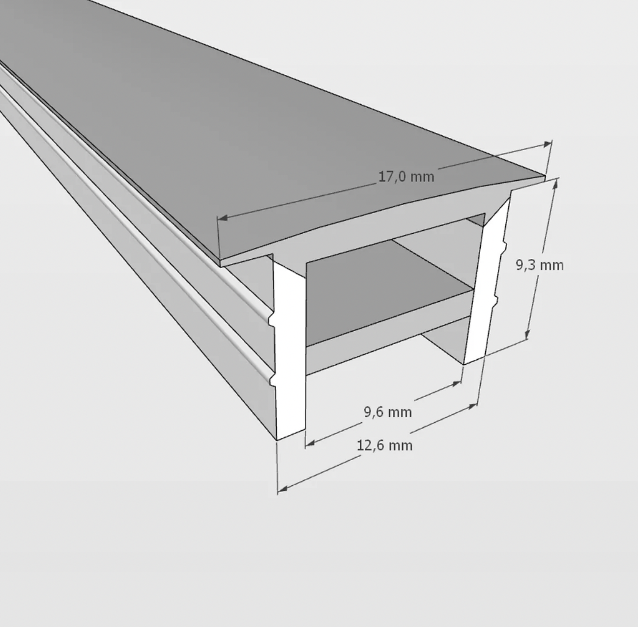 Силиконовый профиль ESV-SHELL 17х11 (встраиваемый, 13х10mm)