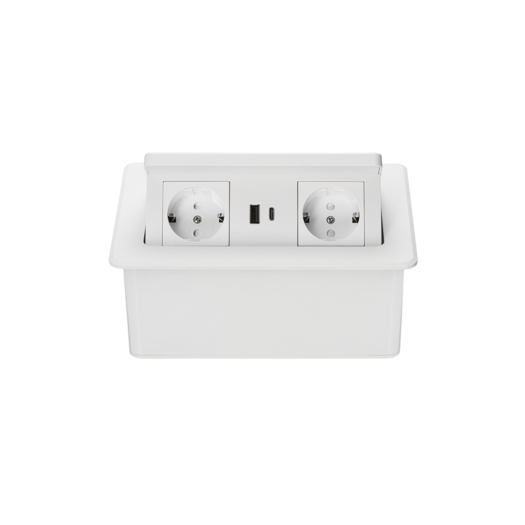 Розеточный блок Mebax LK-DMS-742, выдвижной, белый