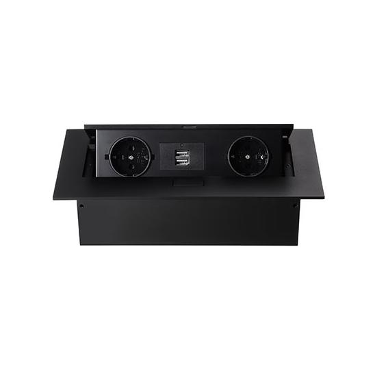 Розеточный блок Mebax JX22602USBblkO (серия 226), выдвижной, чёрный
