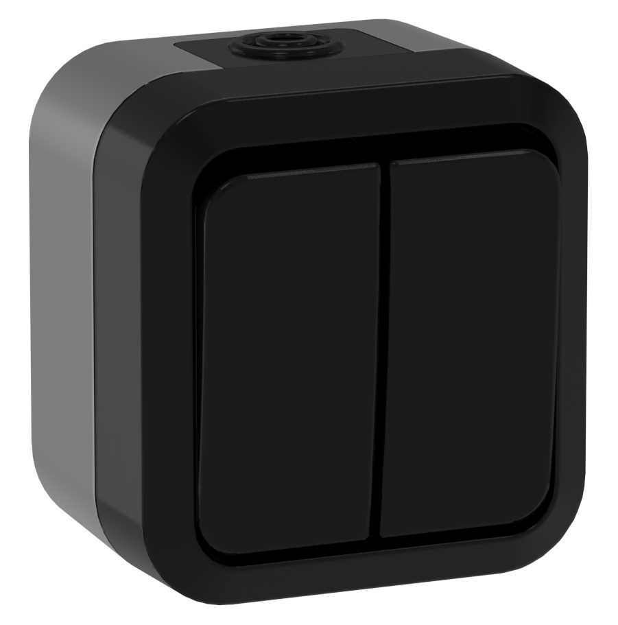 TORS Выключатель двухклавишный проходной 10А IP55 TS225 сер-бел IEK