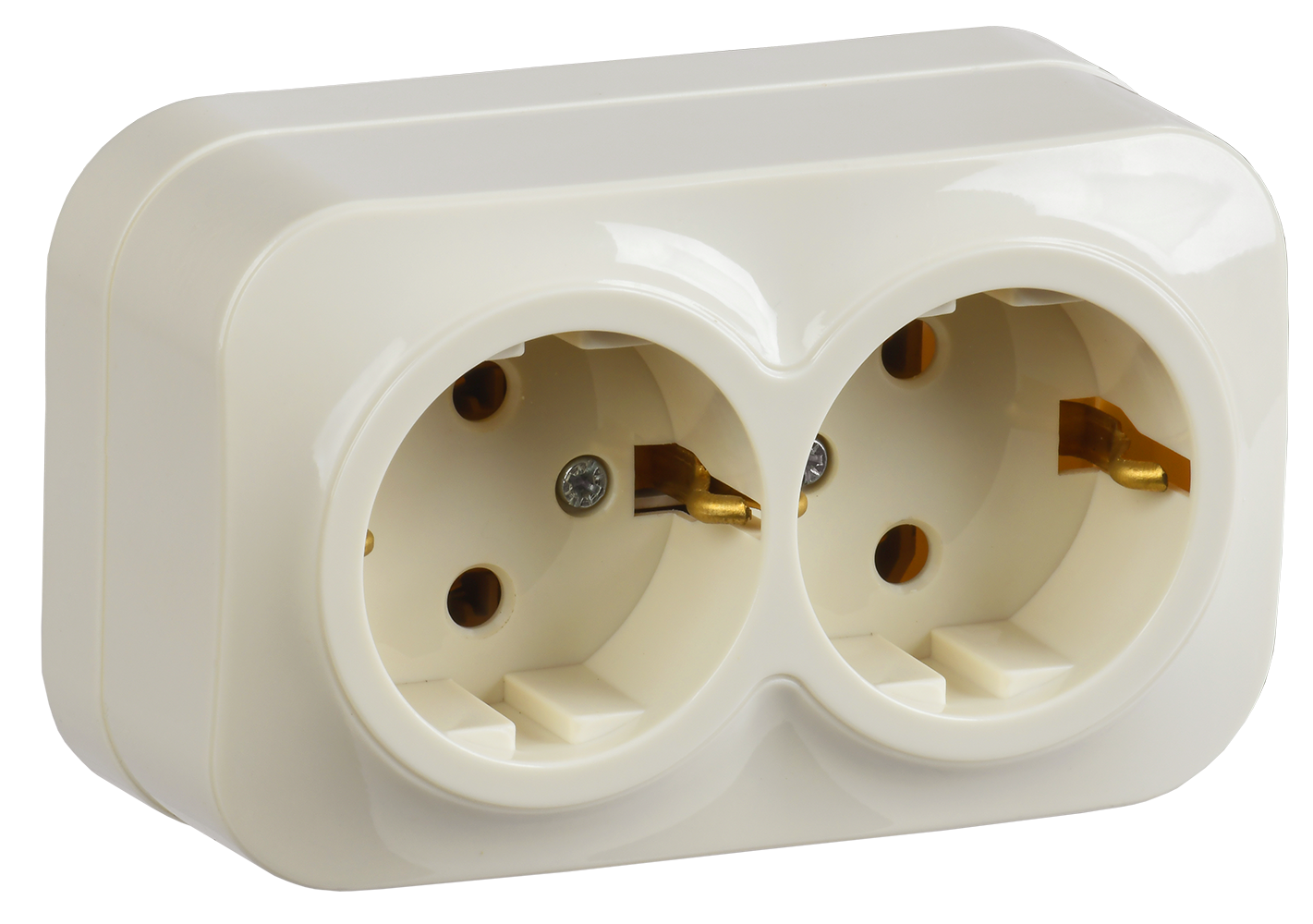 GLORY Розетка 2-местная для открытой установки с заземлением без защитных шторок 16А РС22-3-ХК кремовый IEK