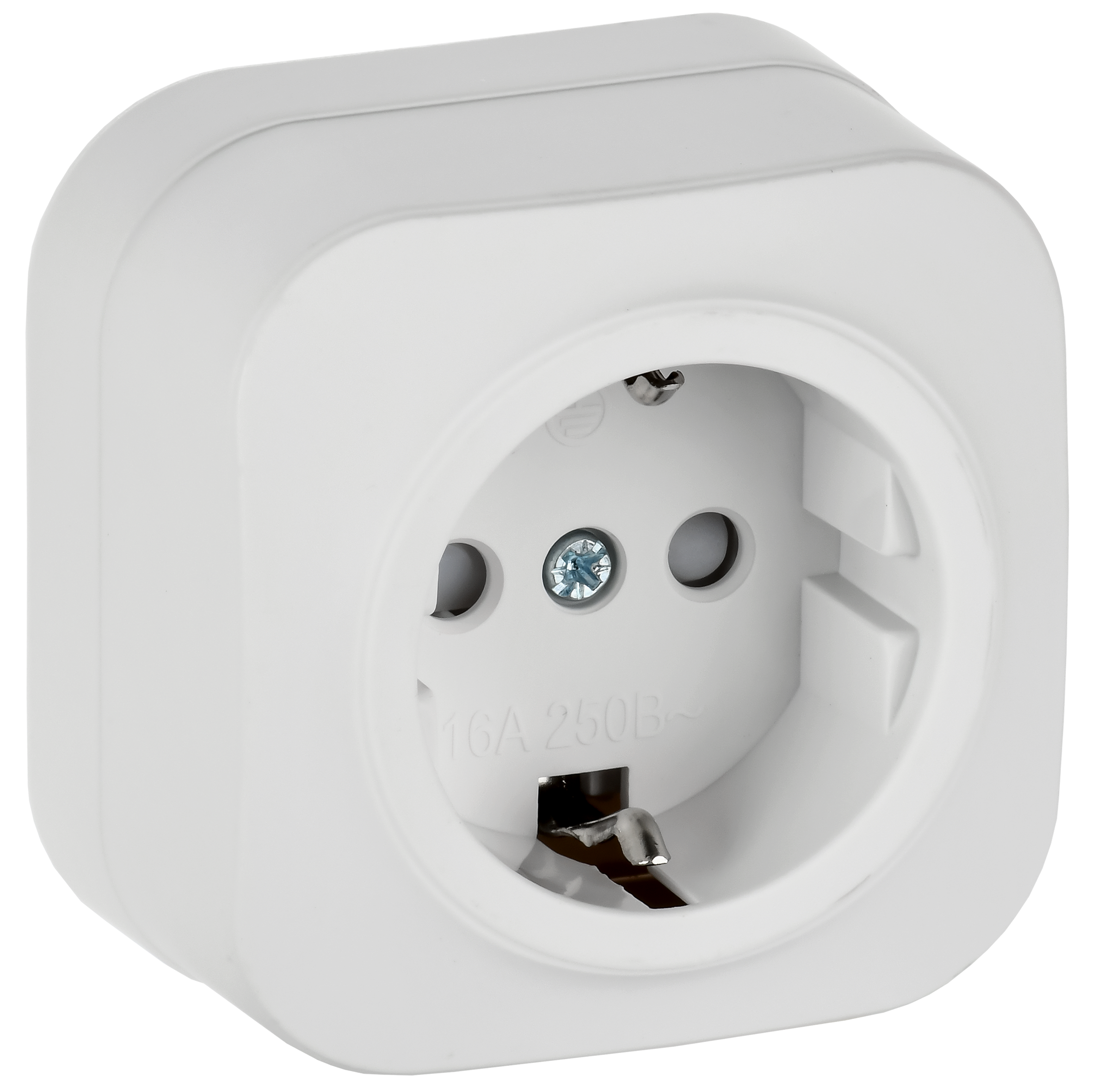 GLORY Розетка 1-местная для открытой установки с заземлением с защитными шторками 16А РСш20-3-ХБм белый матовый IEK