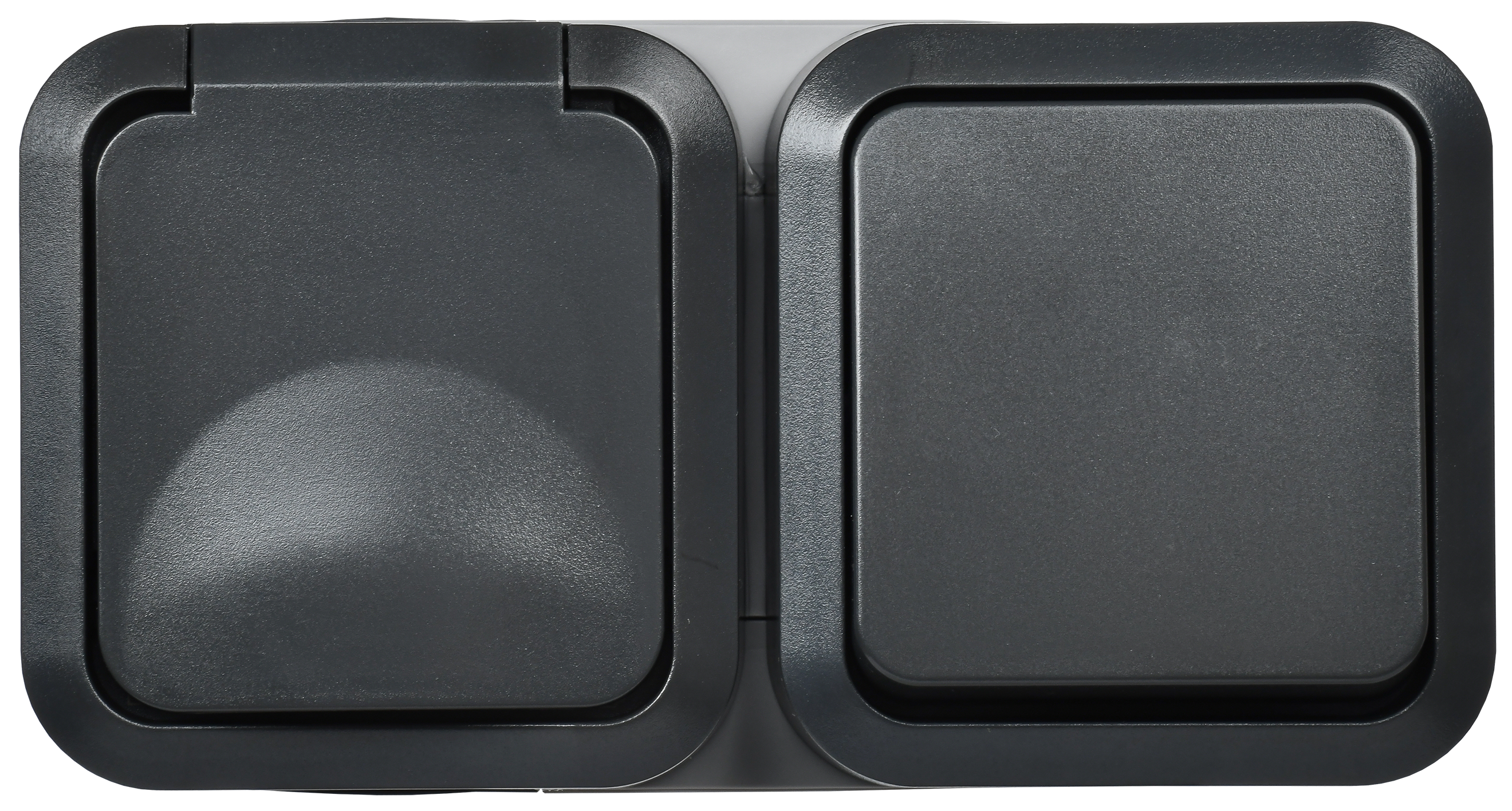 TORS Блок розетка + выключатель горизонтальный 16А IP55 TS242 серо-белый IEK