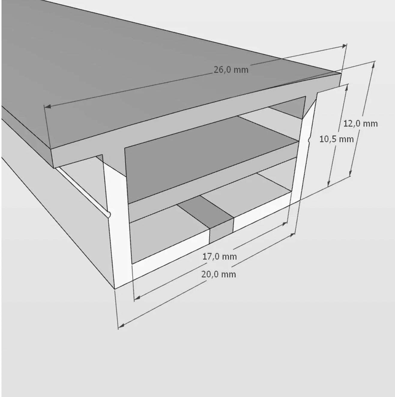 Силиконовый профиль ESV-SHELL 26х12 (встраиваемый, 20х11mm)