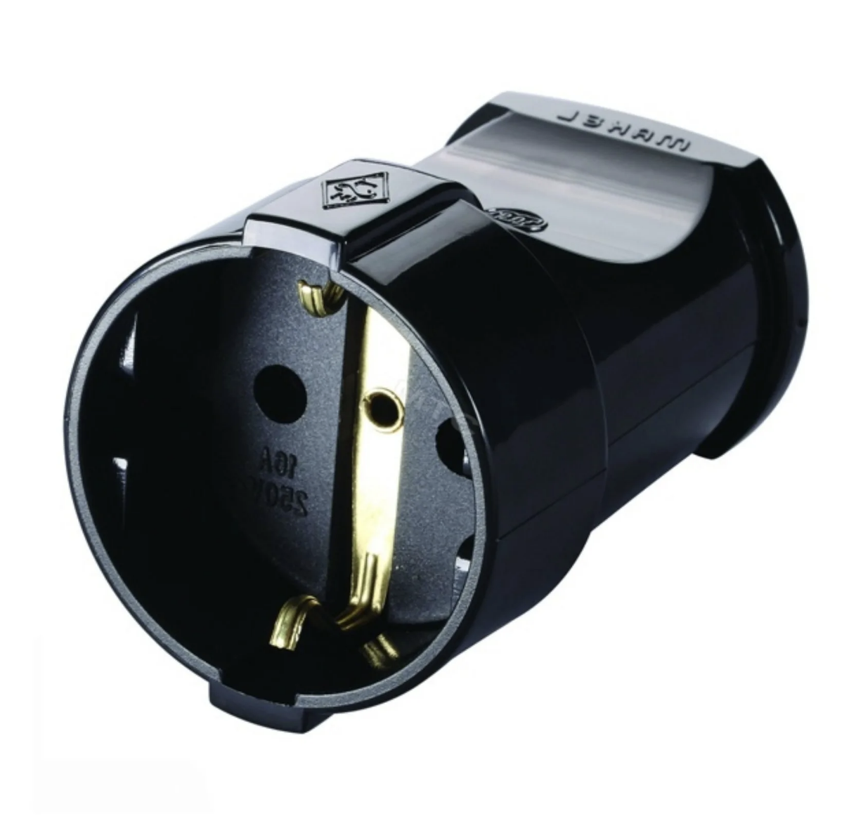 Штепсель 1 гнездо с заземлением черный, Makel