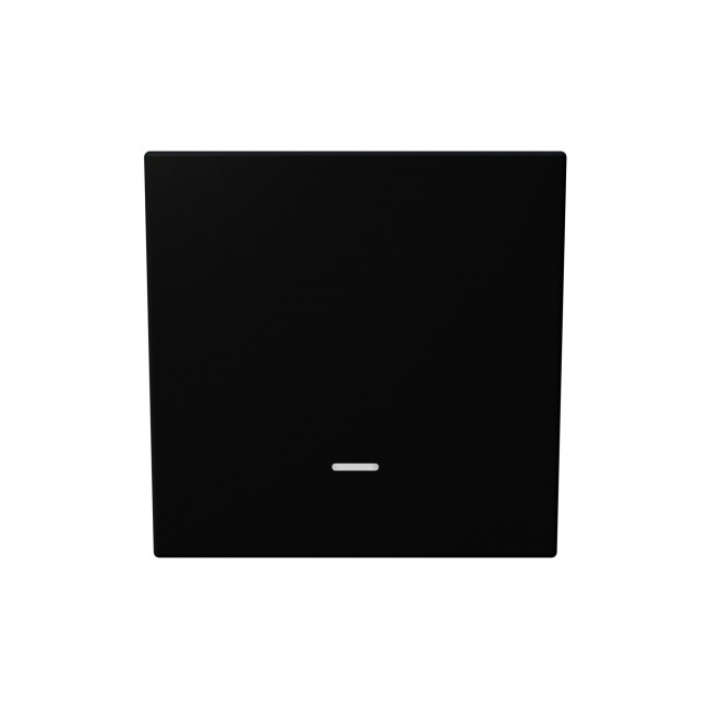 Выключатель одноклавишный со светодиодом 10A 250V~ с накладкой, цвет Черный матовый (soft touch)