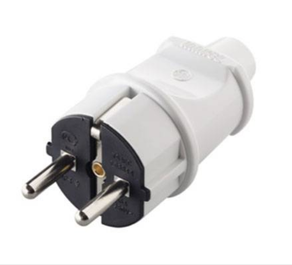 Вилка с заземлением белая, Makel