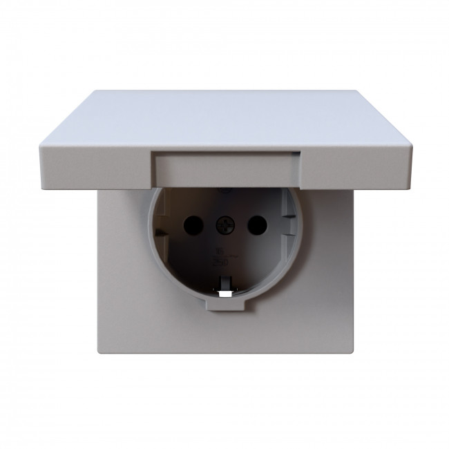 Розетка SCHUKO© с крышкой и защитными шторками 16A 250V~ 2P+T, цвет Белый матовый (soft touch)