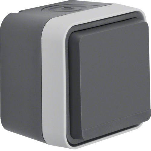 Штепсельная розетка SCHUKO, W.1, с откидной крышкой, IP55, цвет: серый
