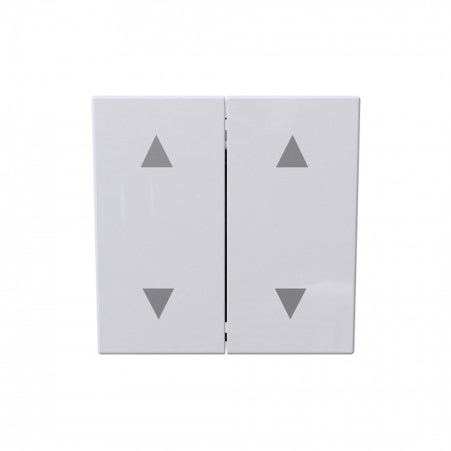 Выключатель двухклавишный для штор 10A 250V~ с накладкой, цвет белый глянцевый