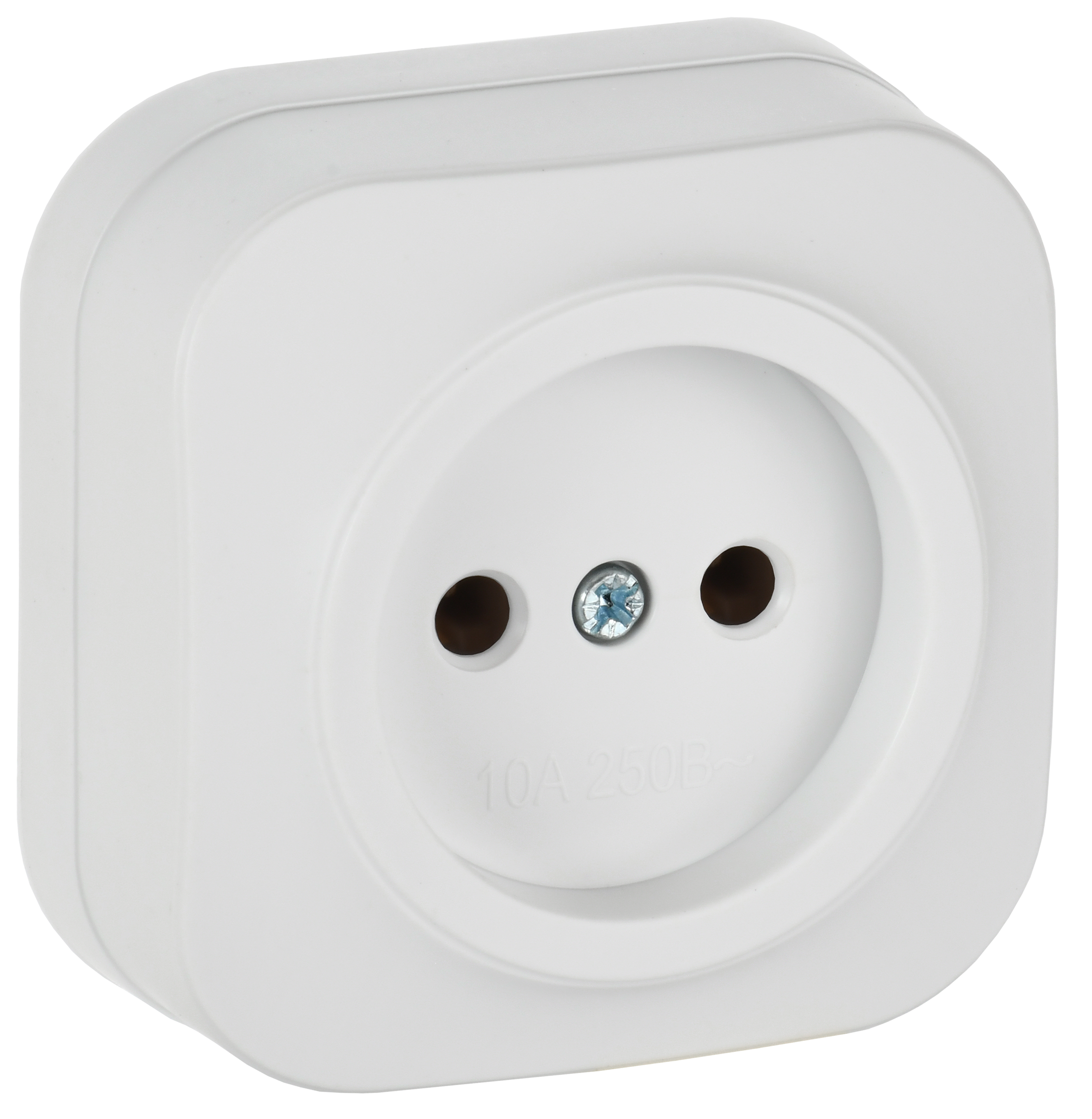 GLORY Розетка 1-местная для открытой установки без заземления без защитных шторок 10А РС20-2-ХБм белый матовый IEK