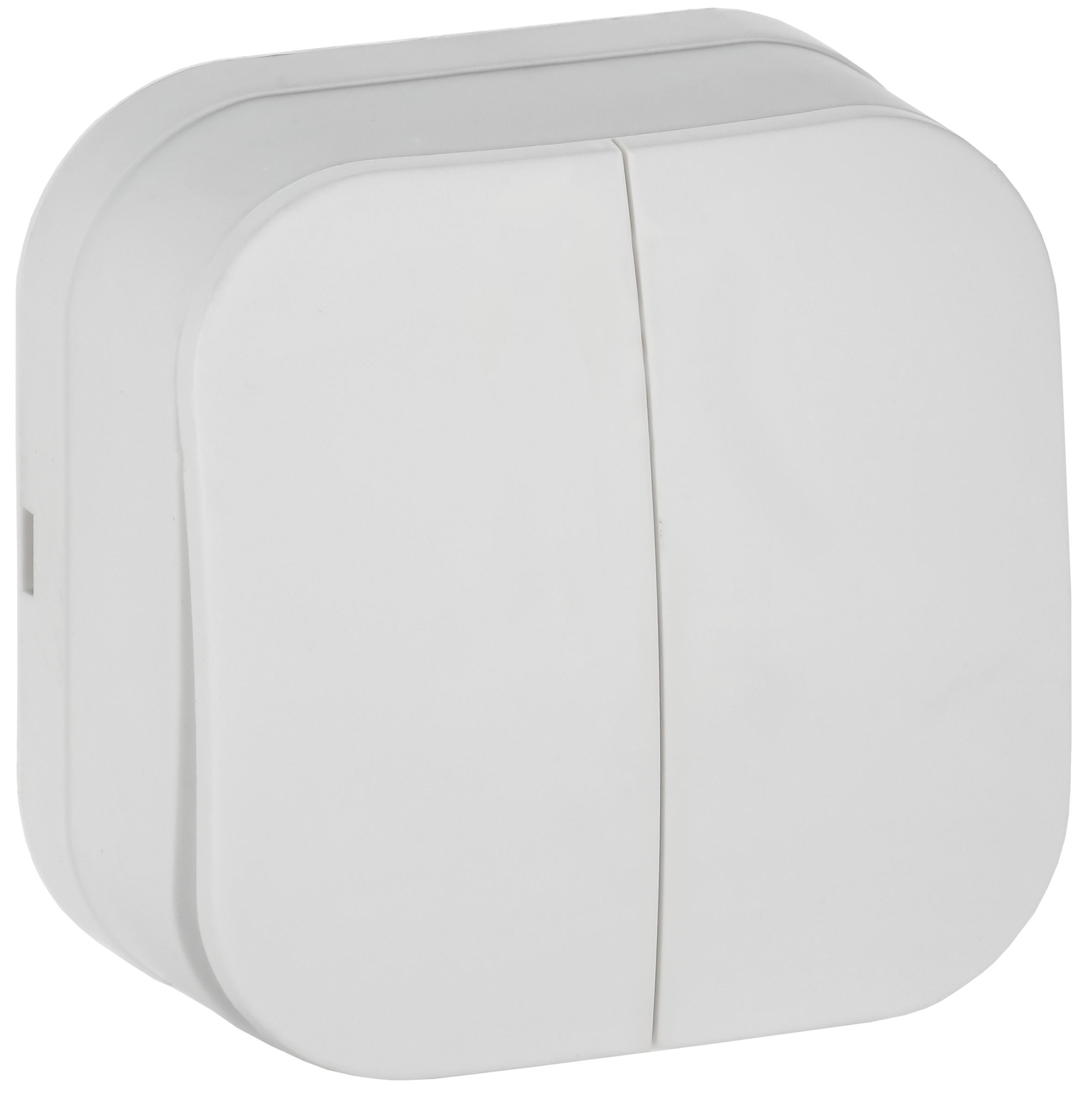 GLORY Выключатель 2-клавишный для открытой установки 10А ВС20-2-0-ХБм белый матовый IEK