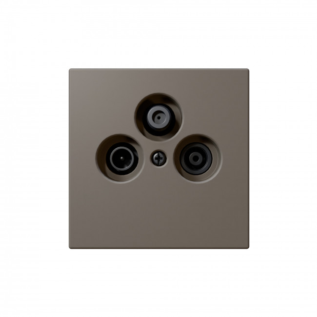 Розетка TV+FM+SAT Φ9.5mm проходная с накладкой, цвет матовый Тауп (soft touch)