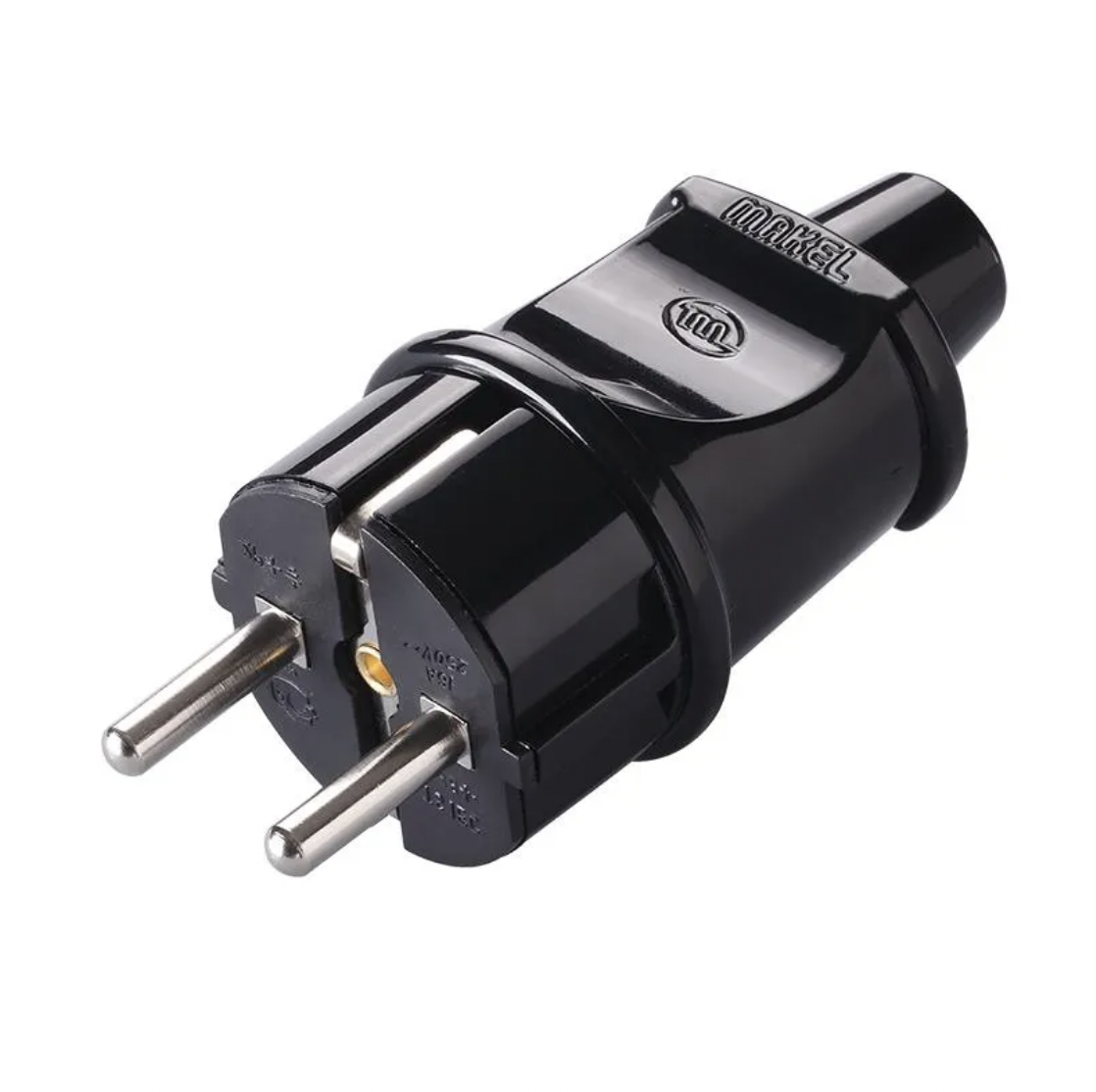 Вилка с заземлением черная Makel 