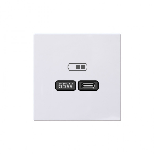 USB зарядка 65W тип "С" и тип "А", 220-240Вт, 50-60Мгц, цвет белый глянцевый