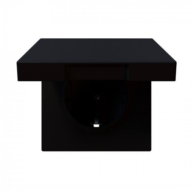 Розетка SCHUKO© с крышкой и защитными шторками 16A 250V~ 2P+T, цвет Черный матовый (soft touch)