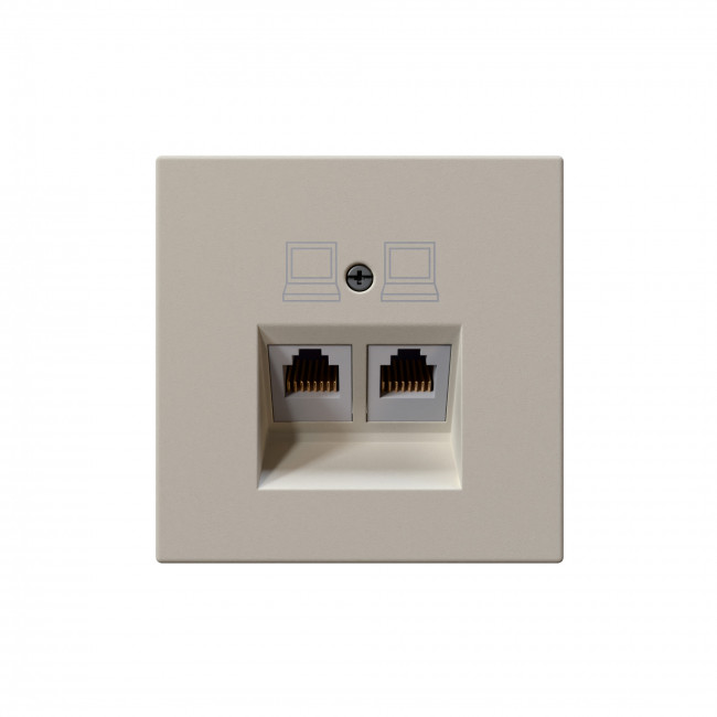 Интернет-розетка RJ45 двойная с накладкой, цвет Сахара