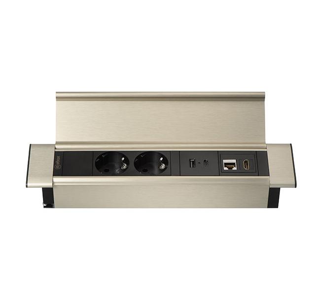 Розеточный блок Mebax G4102Q-2AC1H1R-B (серия 41P), встраиваемый, чёрный