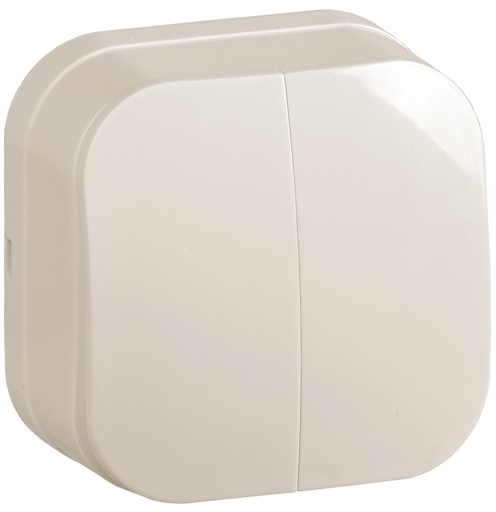 GLORY Выключатель 2-клавишный для открытой установки 10А ВС20-2-0-ХК кремовый IEK