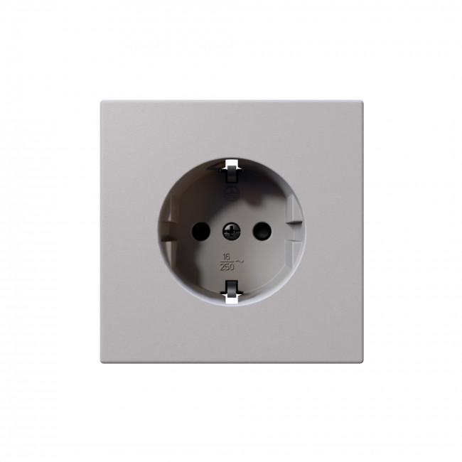 Розетка SCHUKO© с защитными шторками 16A 250V~ 2P+T, цвет Белый матовый (soft touch)