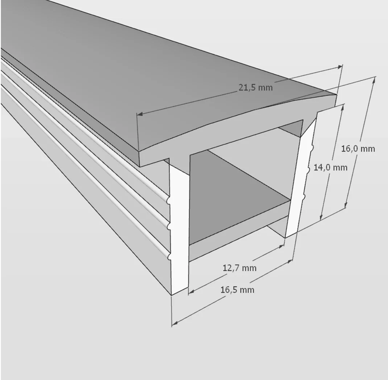 Силиконовый профиль ESV-SHELL 22х16 (встраиваемый, 17х14mm)