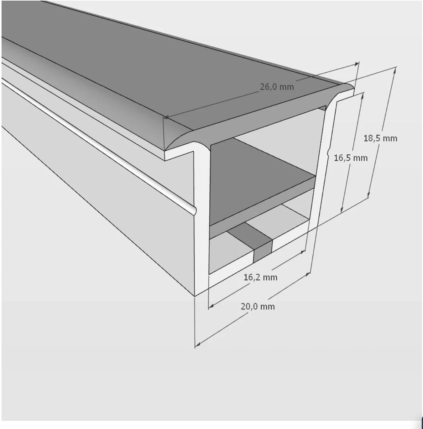 Силиконовый профиль ESV-SHELL 26х19 (встраиваемый, 20х17mm)