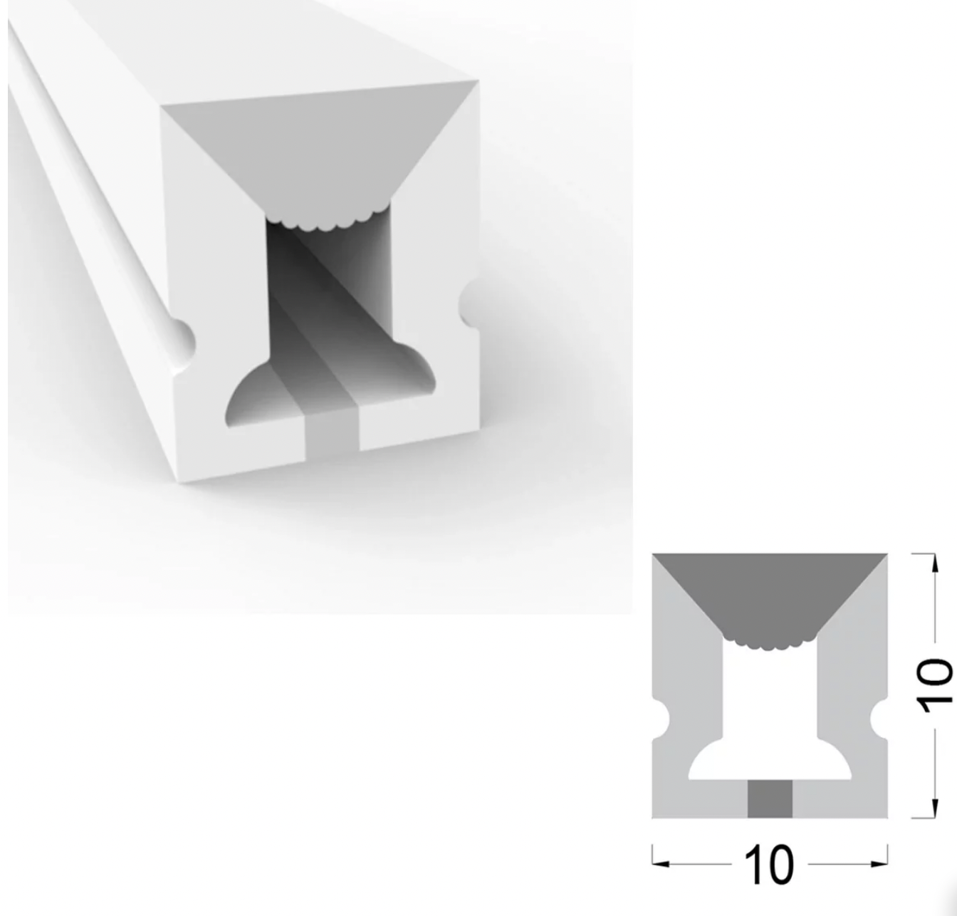 Силиконовый профиль ESN-SHELL-CUBE 10х10 (накладной, pcb 6mm)