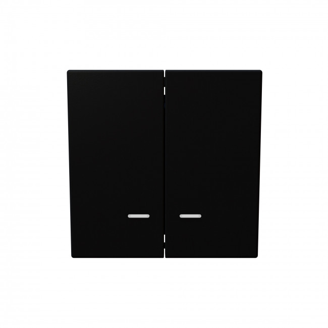 Выключатель двухклавишный со светодиодами 10A 250V~ с накладкой, цвет Черный матовый (soft touch)
