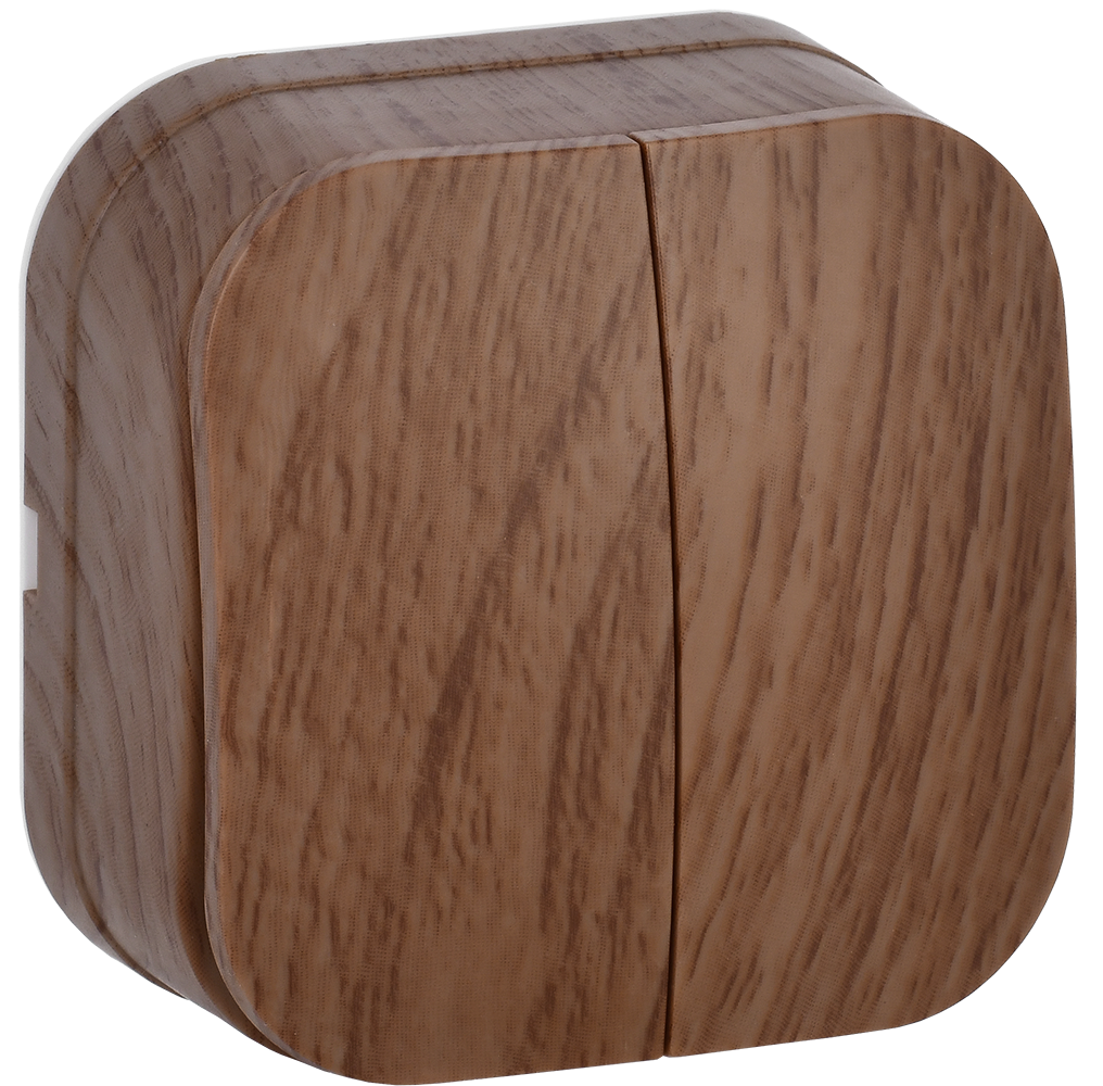 GLORY Выключатель 2-клавишный для открытой установки 10А ВС20-2-0-ХД дуб IEK