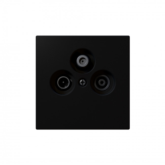 Розетка TV+FM+SAT Φ9.5mm оконечная с накладкой, цвет Черный матовый (soft touch)