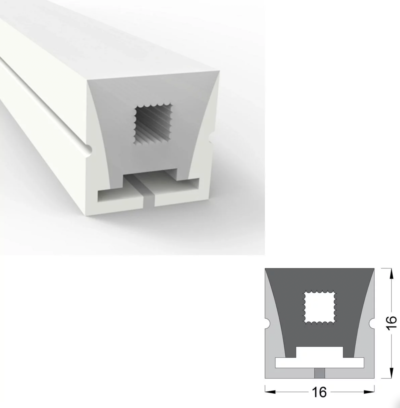 Силиконовый профиль ESN-SHELL-CUBE T16х16 (накладной, pcb 12mm)